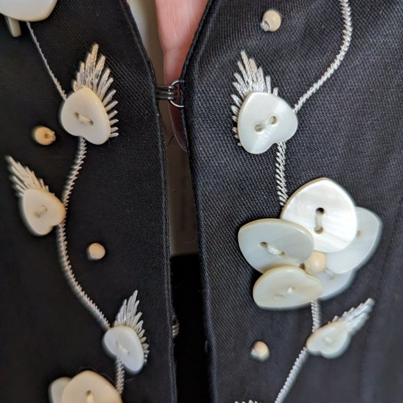 NWT BEADED SILK STATEMENT JACKET | 12 | Randolph Duke | Black / Pearl | 90s VTG - Picture 4 of 10